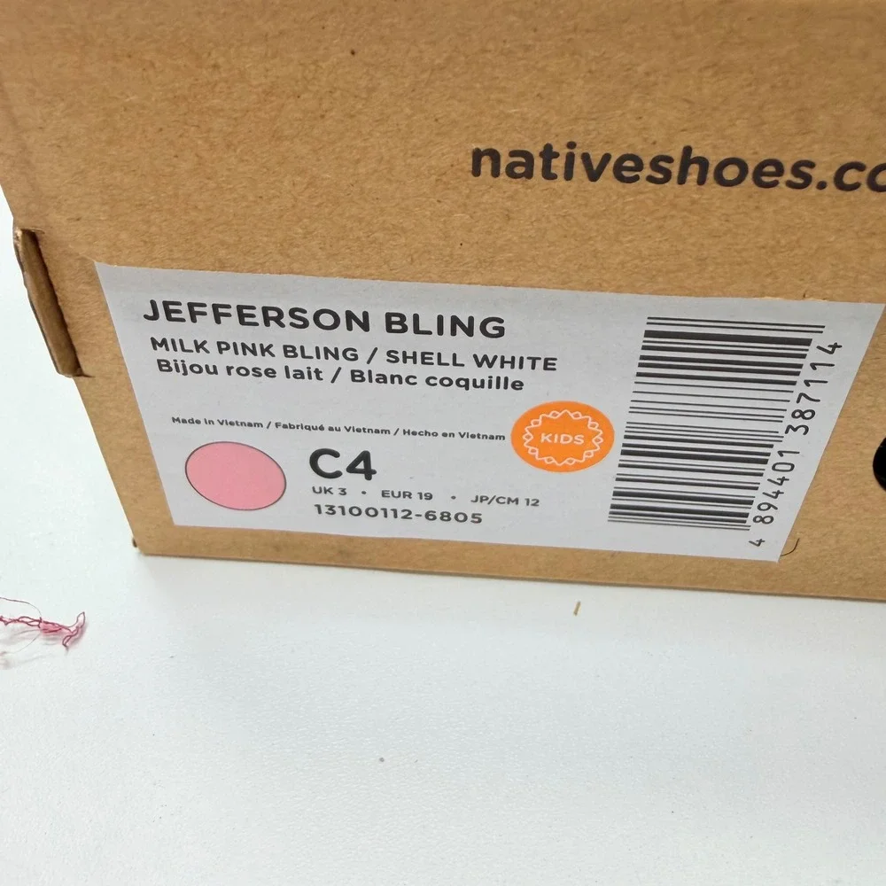 Native Jefferson Bling Girls C4 Milk Pink Bling Sparkle Slip On Shoes